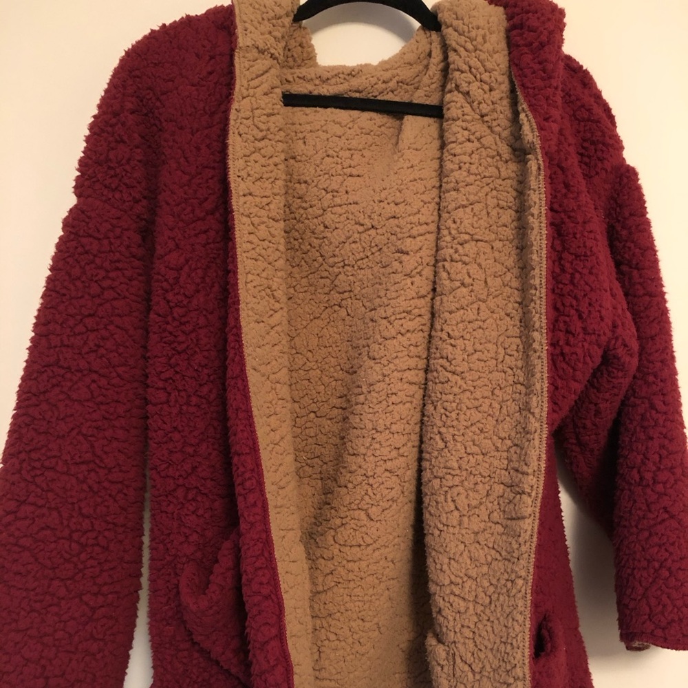 Cozy hooded reversible sweatshirt